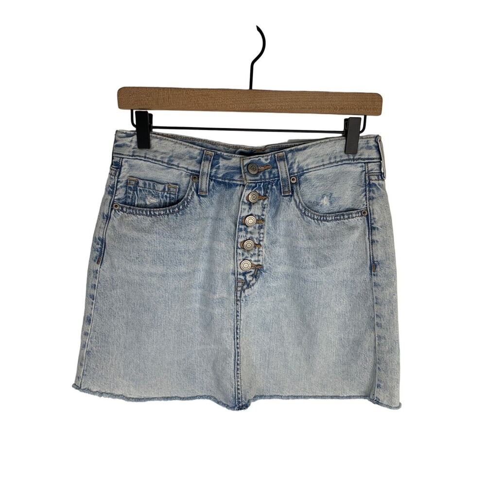Aeropostale High Rise Denim Mini Skirt Size 4 Light Wash